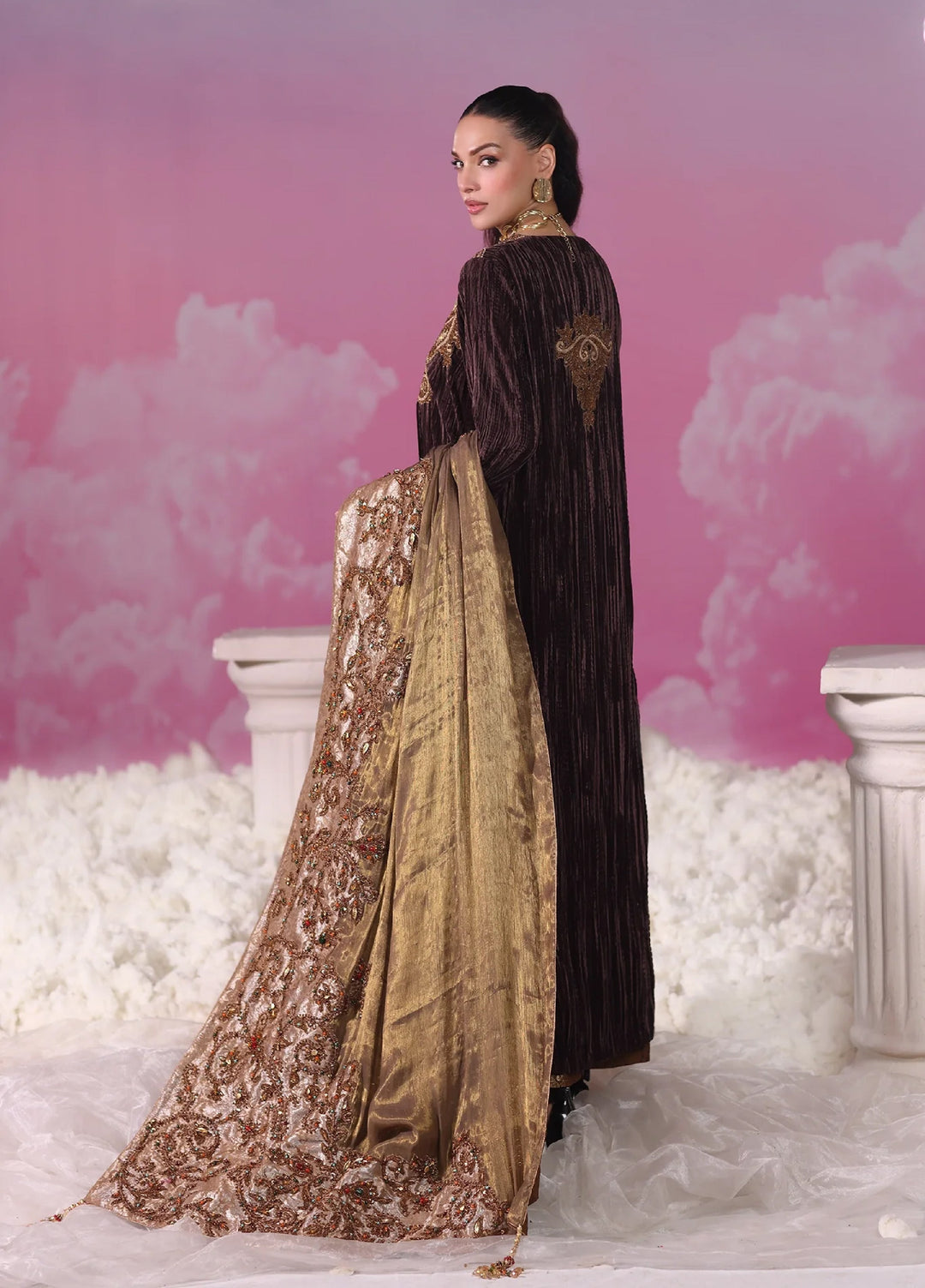 Mount Olypus by Musferah Saad Pret Embroidered Velvet 2 Piece Bronze Legacy - Festive Collection