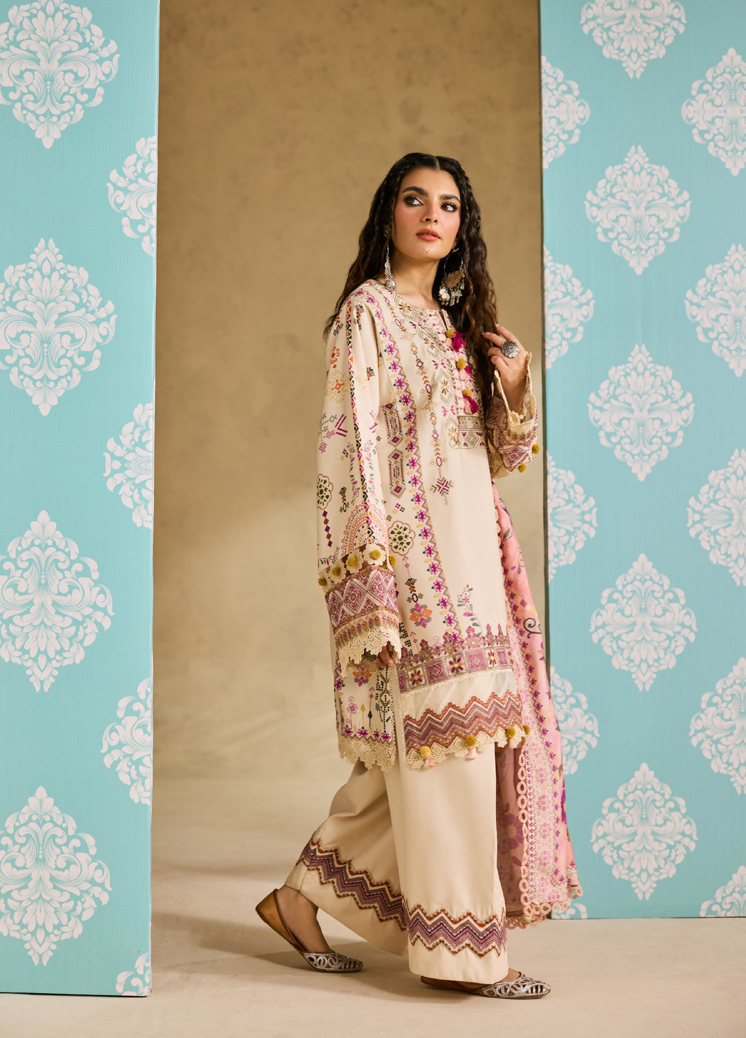 Zync by Florent One Nation Unstitched Khaddar Embroidered Suits 3 Piece FL25ON FL-7B - Winter Collection