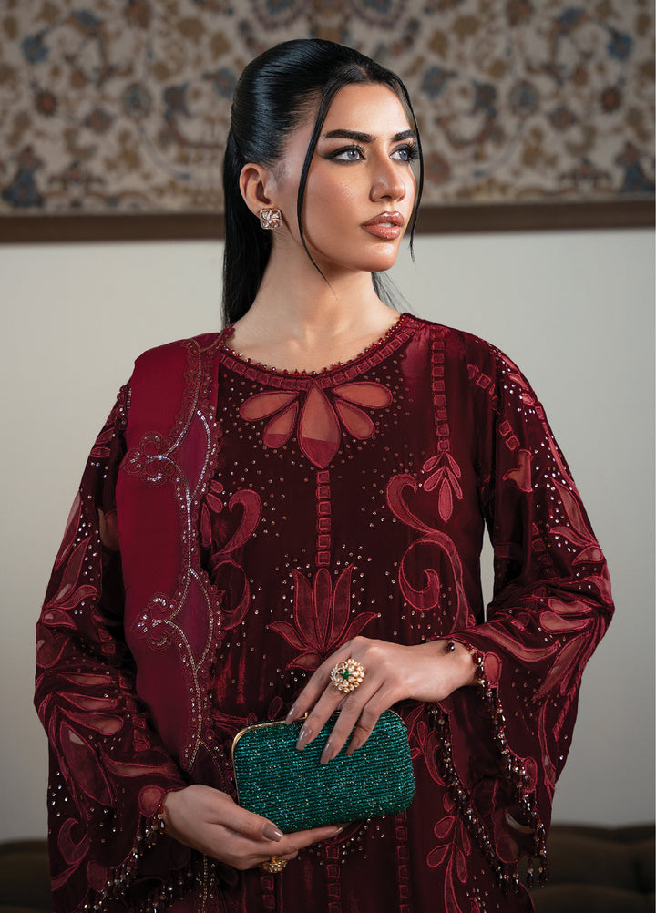 Solene By Faiza Faisal Embroidered Velvet Suits Unstitched 3 Piece FF25SV WS25-0449 - Festive Collection