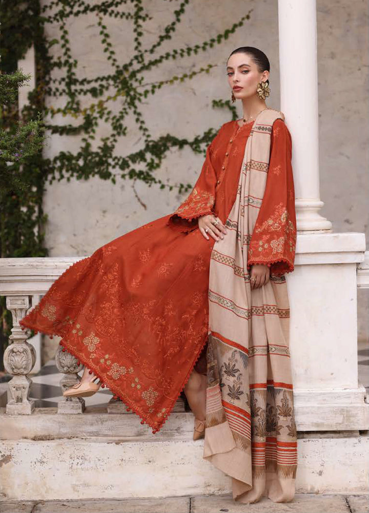 Noor by Saadia Asad Unstitched Khaddar Pashmina Shawl Embroidered Suits 3 Piece NSA25PW D10-Rustique - Winter Collection