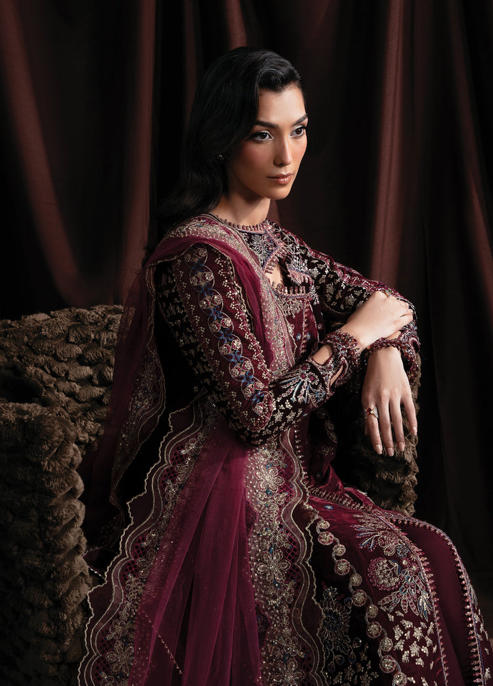 Solene By Faiza Faisal Embroidered Velvet Suits Unstitched 3 Piece FF25SV WS25-0448 - Festive Collection