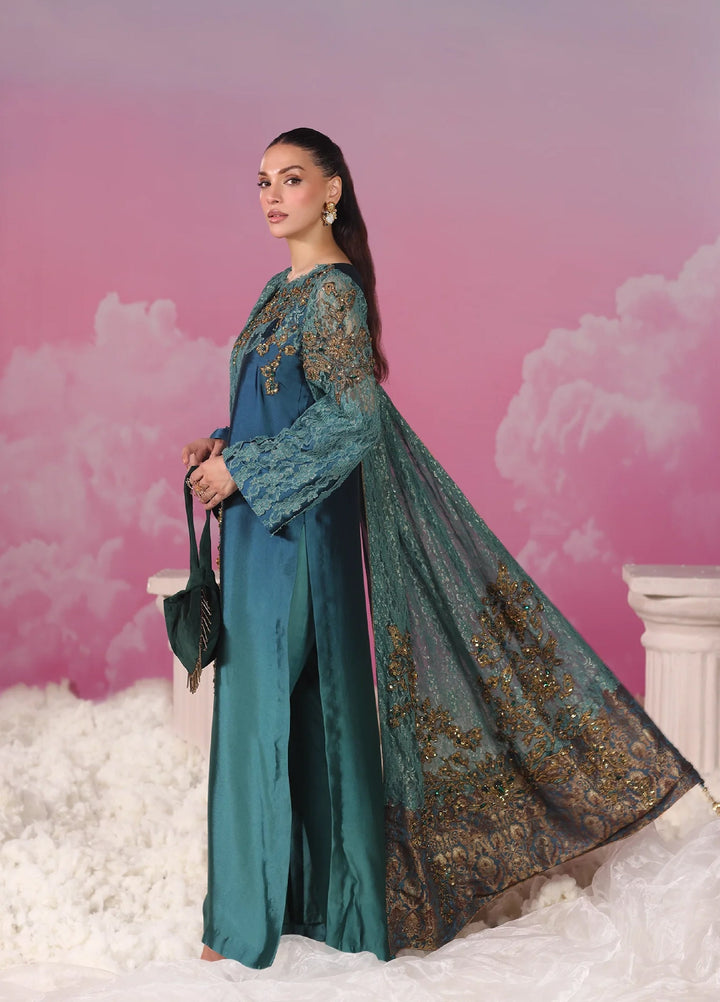 Mount Olypus by Musferah Saad Pret Embroidered Tissue Silk 2 Piece Emerald Oracle - Festive Collection