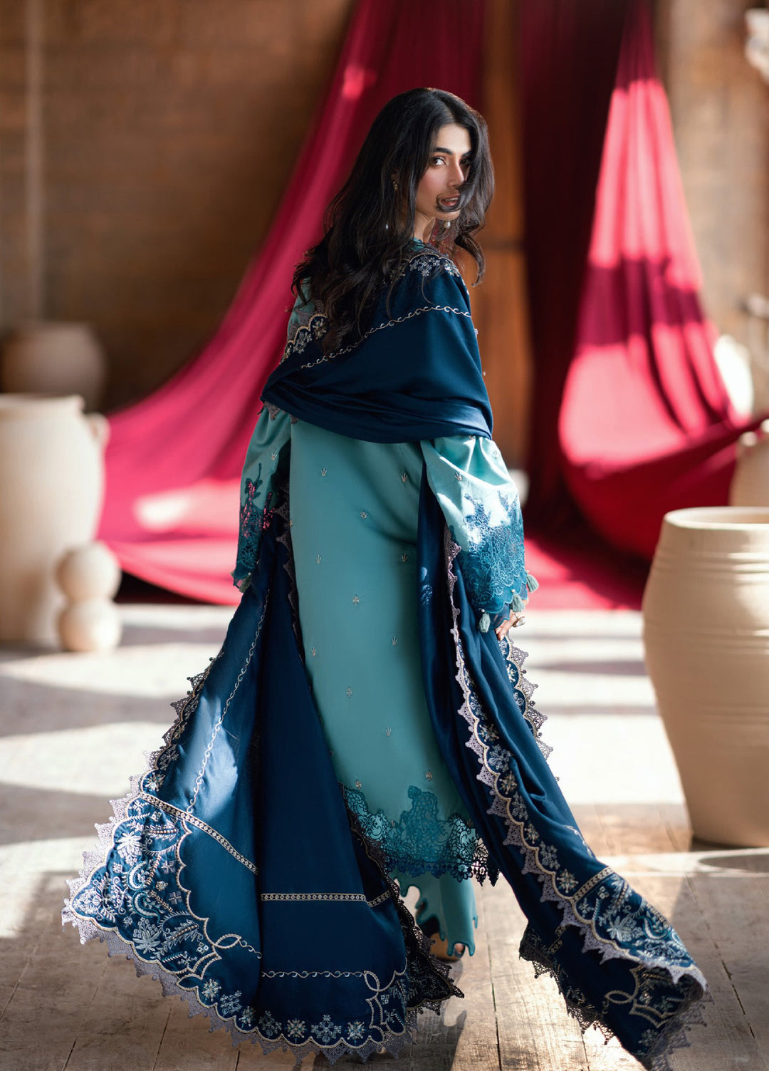 Shades Of Winter by Florent Unstitched Marina Twill Embroidered Suits 3 Piece FL25SW FL-2B - Winter Collection