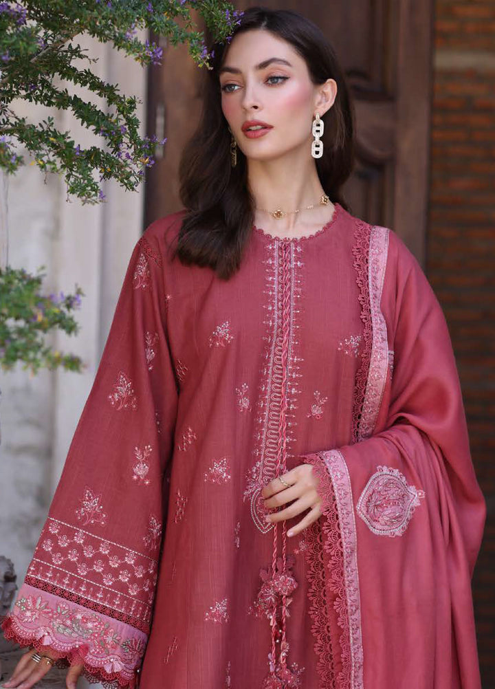 Noor by Saadia Asad Unstitched Khaddar Pashmina Shawl Embroidered Suits 3 Piece NSA25PW D8-Sienna - Winter Collection