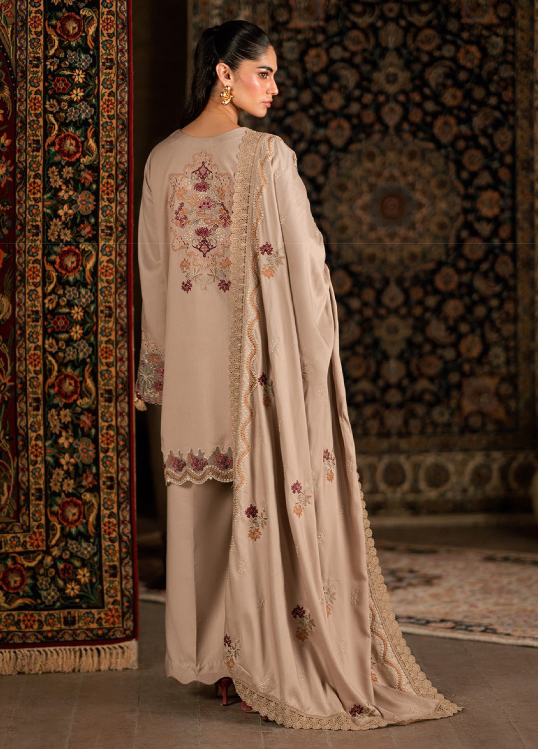 Shades Of Winter by Florent Unstitched Marina Twill Embroidered Suits 3 Piece FL25SW FL-4A - Winter Collection