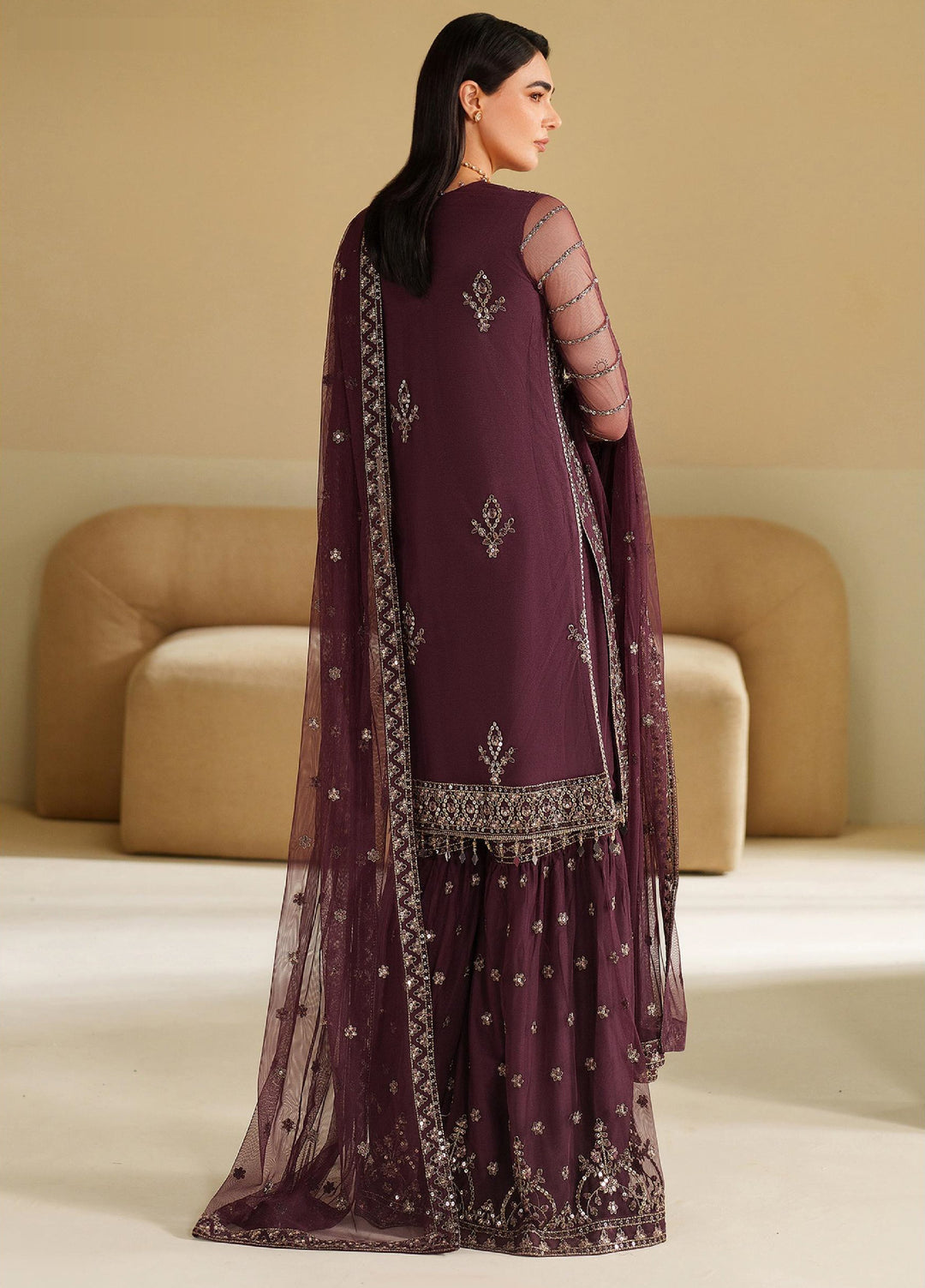 Roohi By Zarif Unstitched Formal Embroidered Net Suits 4 Piece ZR25UF RFE-01 Saneh - Formals Collection