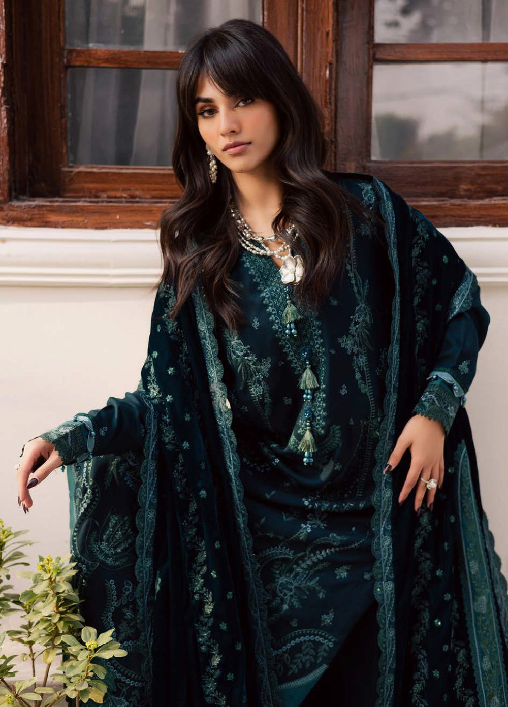 Nureh Exclusive Unstitched Luxury Leather Peach Embroidered Suits 3 Piece NU25EL NE-213 - Winter Collection