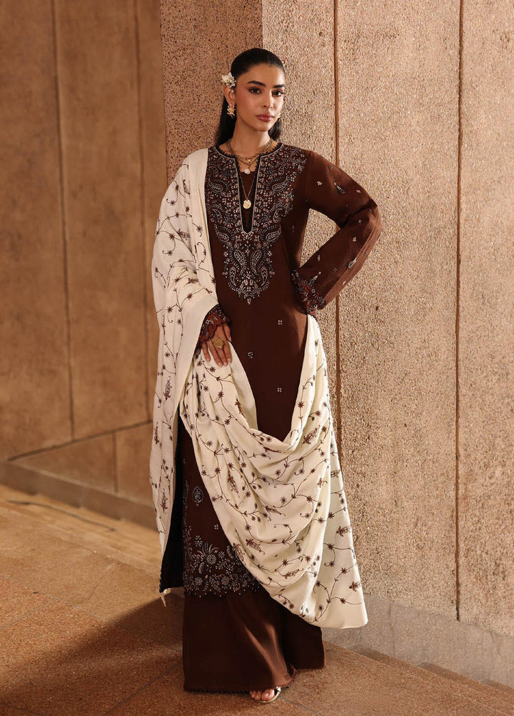 Rajbari Premium Unstitched Peach Winter Shawl Exclusive Embroidered Suits 3 Piece RB25PW D-8 - Winter Collection