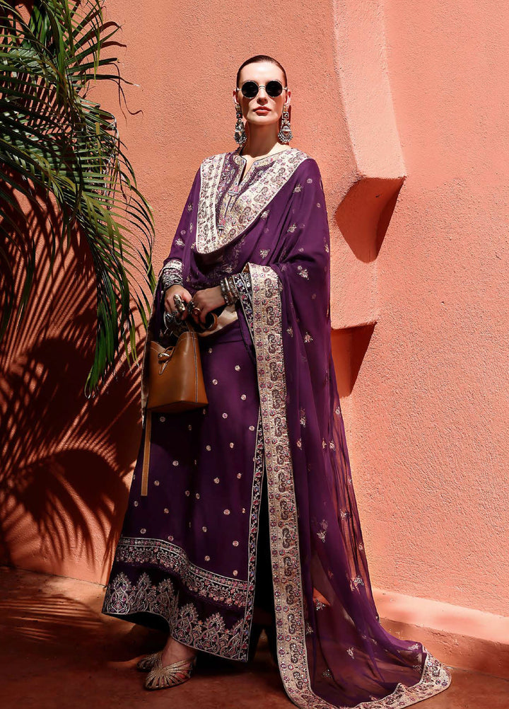 Nuvera Hemline by Mushq Unstitched Raw Silk Embroidered 3 Piece Suit MU26UNH D-10 Minerva - Festive Collection
