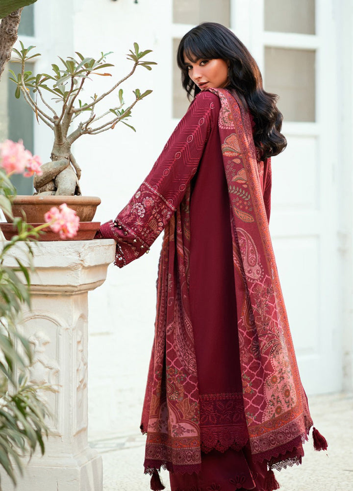 Florent Serenity Embroidered Woolen Shawls Unstitched Karandi Suits 3 Piece FL25WS FL-3A - Winter Collection