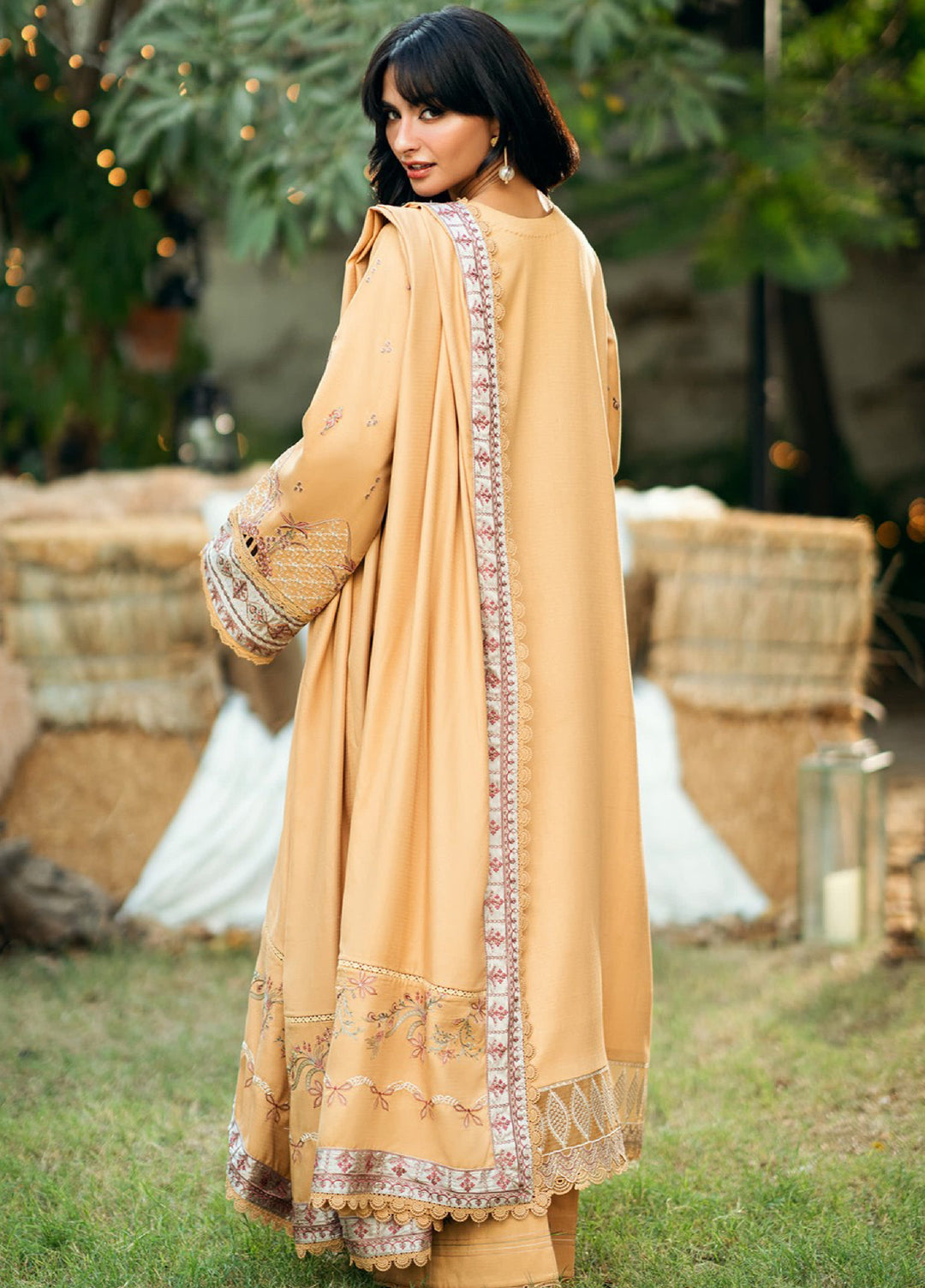 Florent Serenity Embroidered Woolen Shawls Unstitched Dobby Suits 3 Piece FL25WS FL-5A - Winter Collection