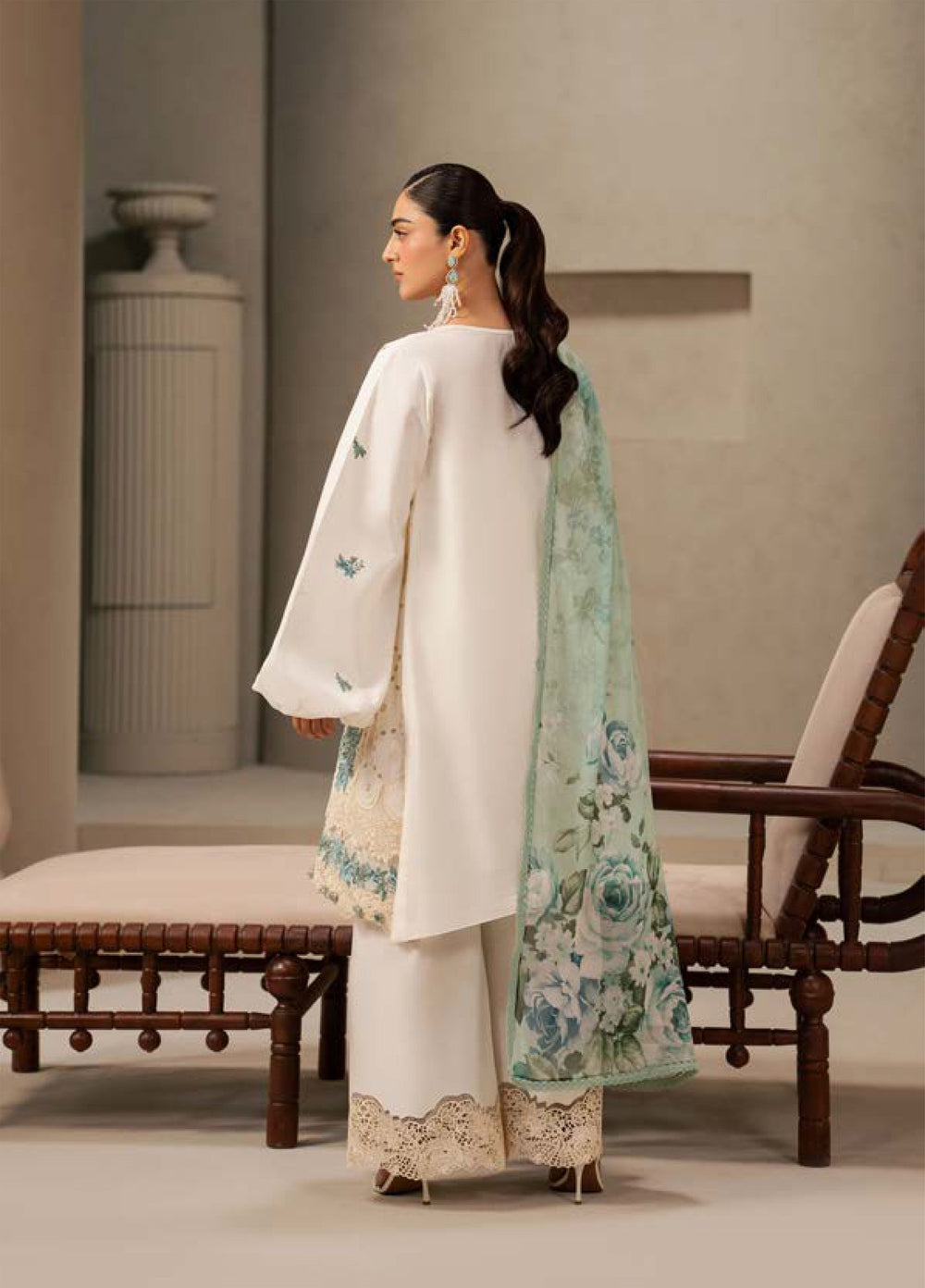 E-Craft by Elaf Unstitched Embroidered Lawn 3 Piece Suit EHC-1A Vanilla - Casual Collection