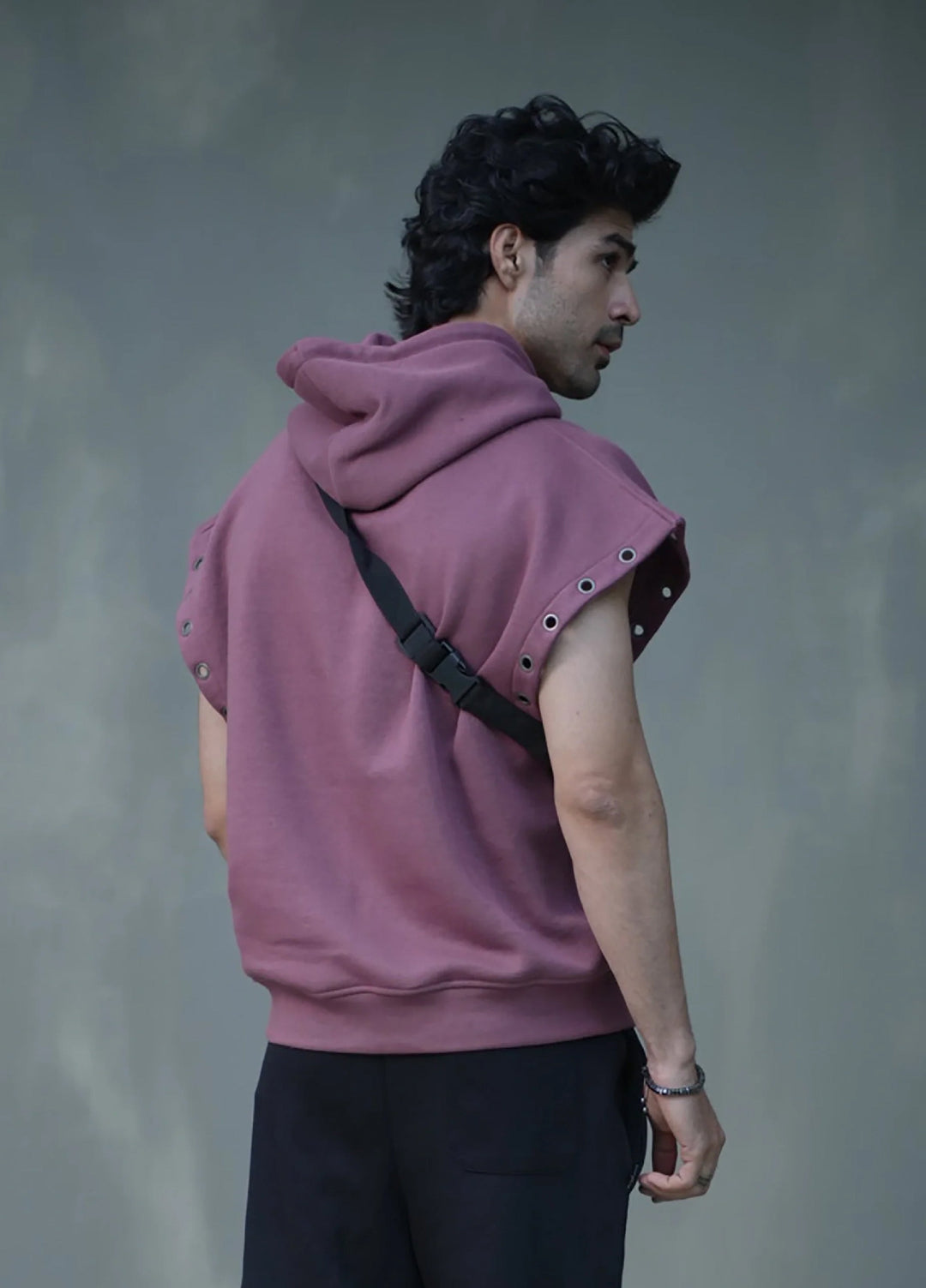 Movement Unisex Western 1 Piece Printed Fleece Mauve Modular Hoodie - Winter Collection