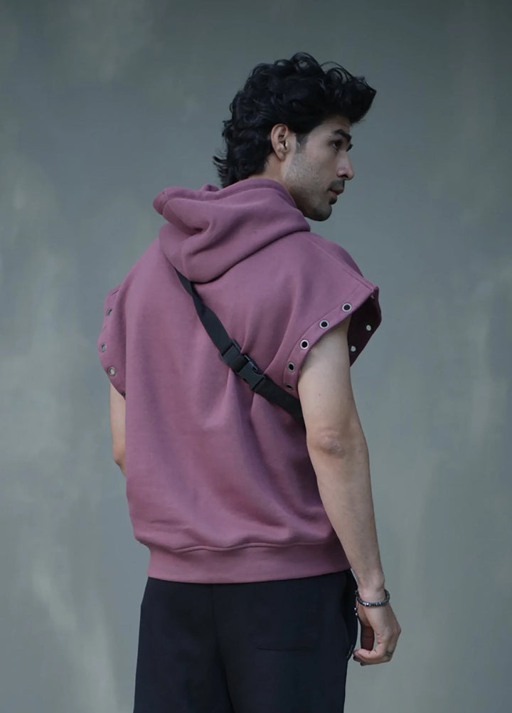 Movement Unisex Western 1 Piece Printed Fleece Mauve Modular Hoodie - Winter Collection