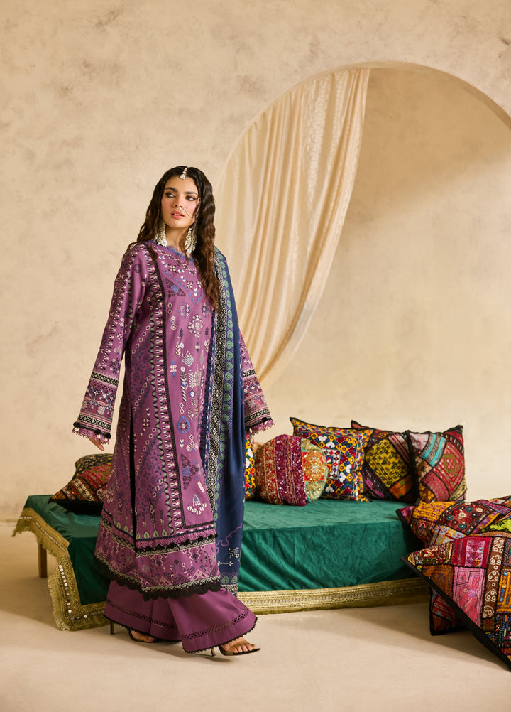 Zync by Florent One Nation Unstitched Khaddar Embroidered Suits 3 Piece FL25ON FL-5B - Winter Collection