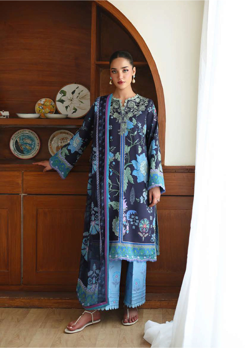 Eclat Garden by Roheenaz Unstitched Printed Lawn 3 Piece Suit RN26UEL Orchid Meadow - Summer Collection