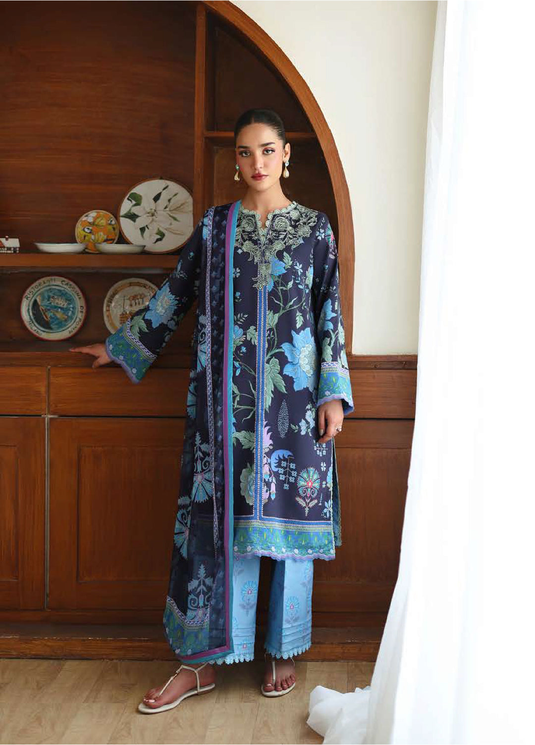 Eclat Garden by Roheenaz Unstitched Printed Lawn 3 Piece Suit RN26UEL Orchid Meadow - Summer Collection