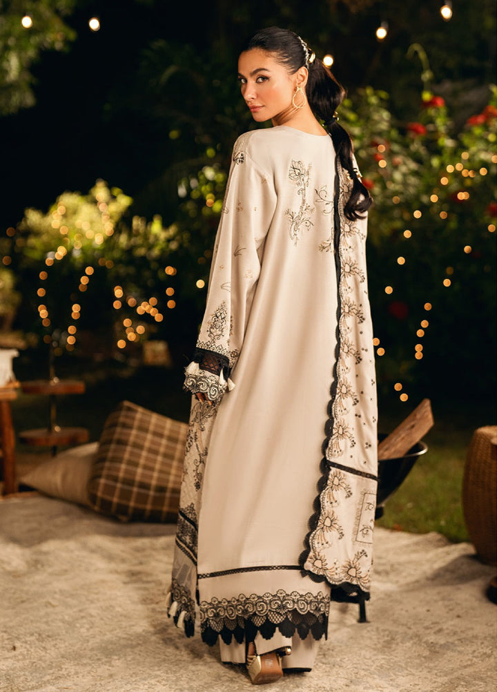 Florent Serenity Embroidered Woolen Shawls Unstitched Dobby Suits 3 Piece FL25WS FL-2B - Winter Collection