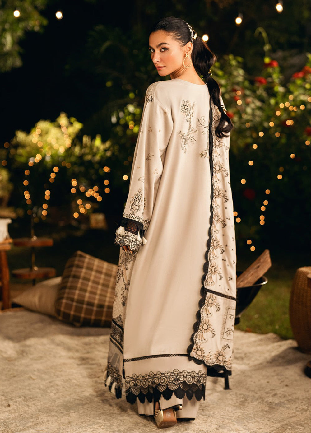 Florent Serenity Embroidered Woolen Shawls Unstitched Dobby Suits 3 Piece FL25WS FL-2B - Winter Collection