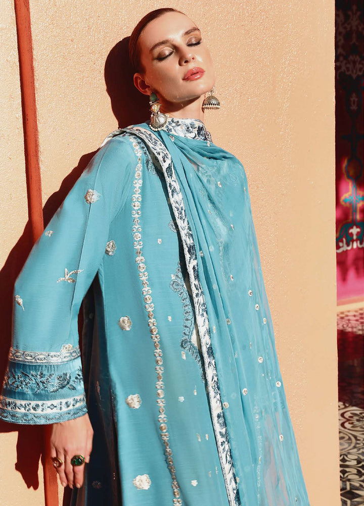 Nuvera Hemline by Mushq Unstitched Raw Silk Embroidered 3 Piece Suit MU26UNH D-8 Glinda - Festive Collection