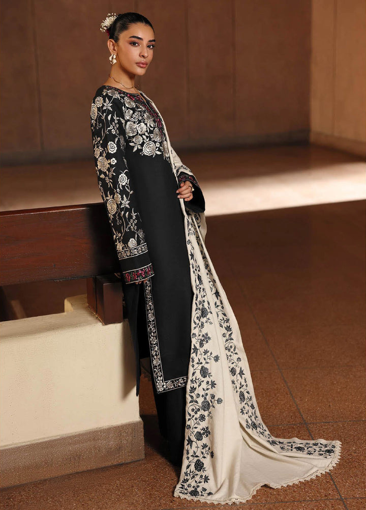 Rajbari Premium Unstitched Peach Winter Shawl Exclusive Embroidered Suits 3 Piece RB25PW D-12 - Winter Collection