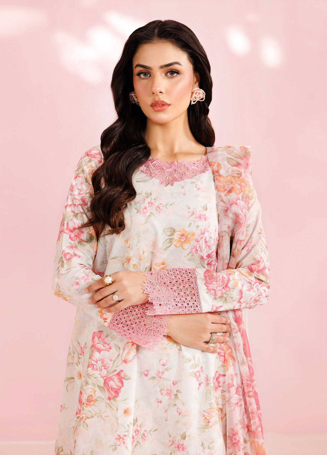 Farasha Unstitched Embroidered Lawn 3 Piece Suit FSH26UL D-1 Cream Haze - Summer Collection