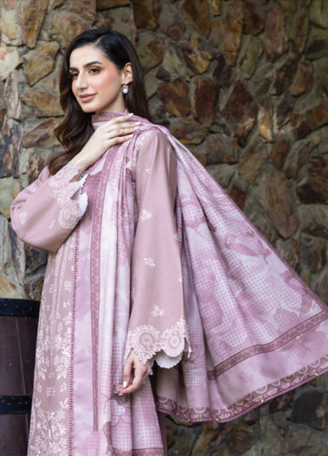 Eminence by Farasha Embroidered Khaddar Suits Unstitched 3 Piece FSH25FW D-06 Blushen - Winter Collection