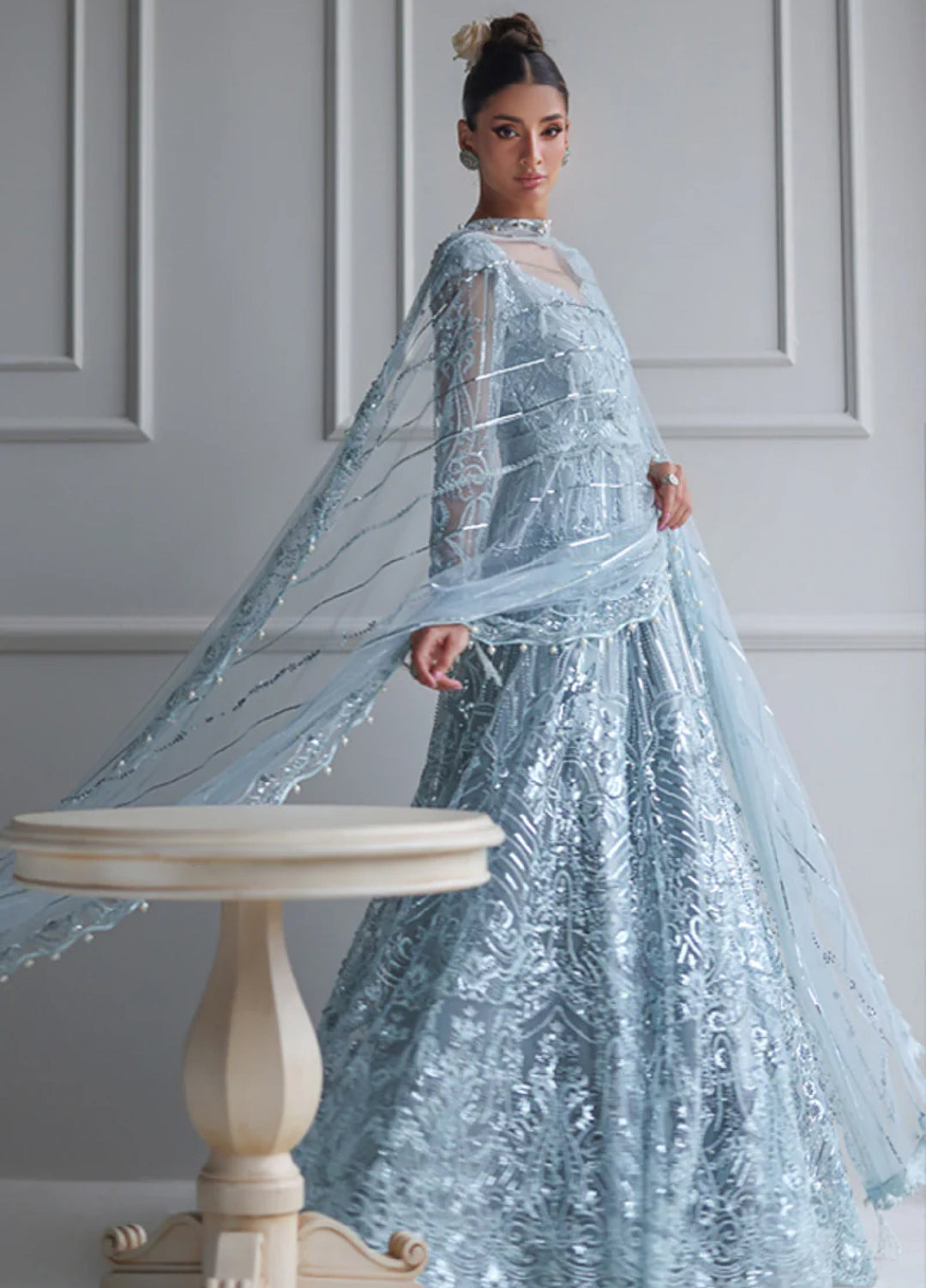 Threads And Motifs Women Pret Net Embroiderd Maxi and Dup 2 Piece 9833.4 - Formals Collection