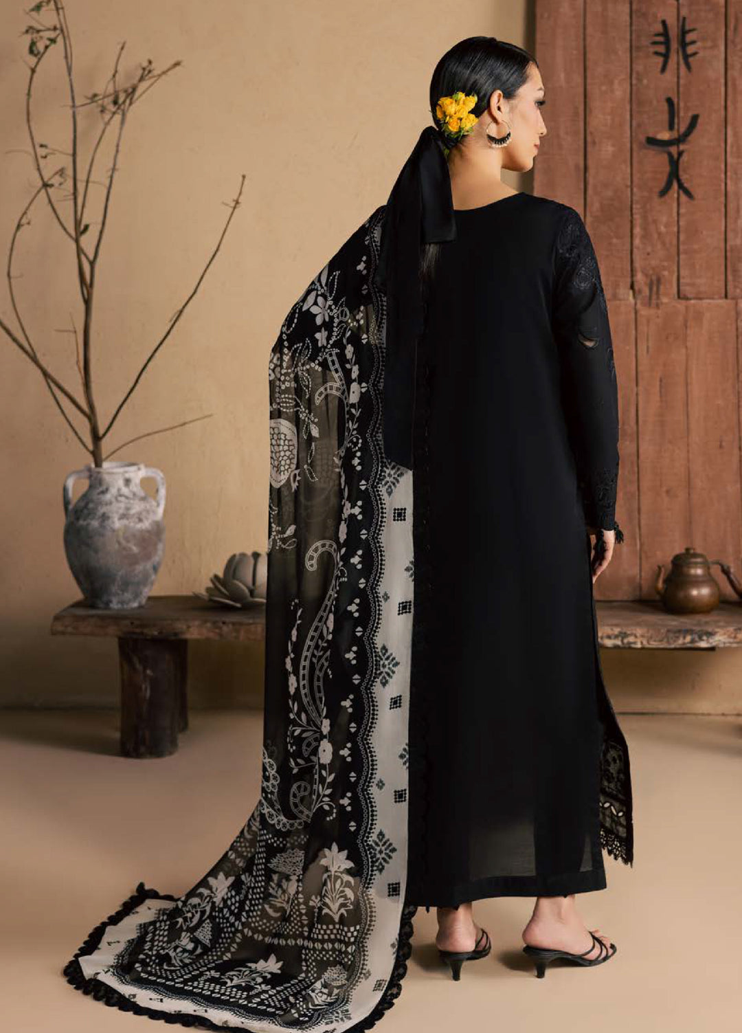 Koyal Monochrome by Nureh Unstitched Embroidered Lawn 3 Piece Suit NU26UKM NE-269 - Casual Collection