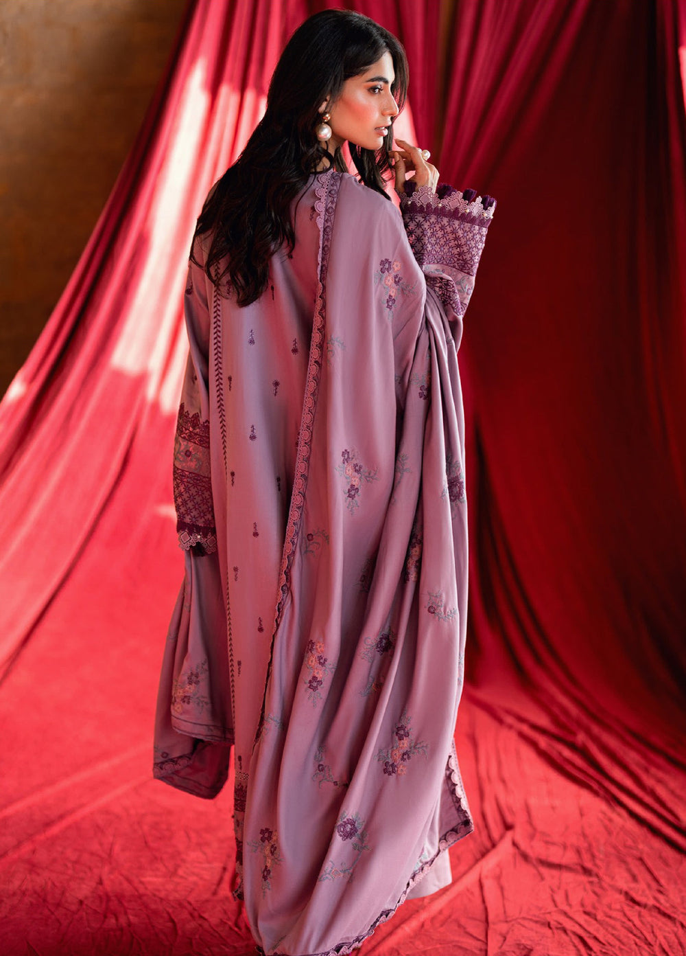 Shades Of Winter by Florent Unstitched Marina Twill Embroidered Suits 3 Piece FL25SW FL-5A - Winter Collection