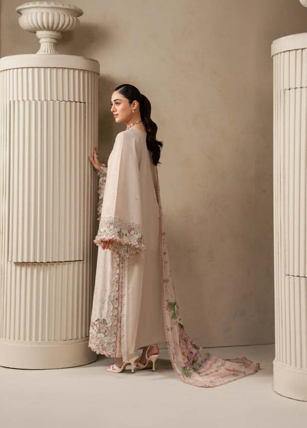 E-Craft by Elaf Unstitched Printed Lawn 3 Piece Suit EHC-6B Clay - Casual Collection