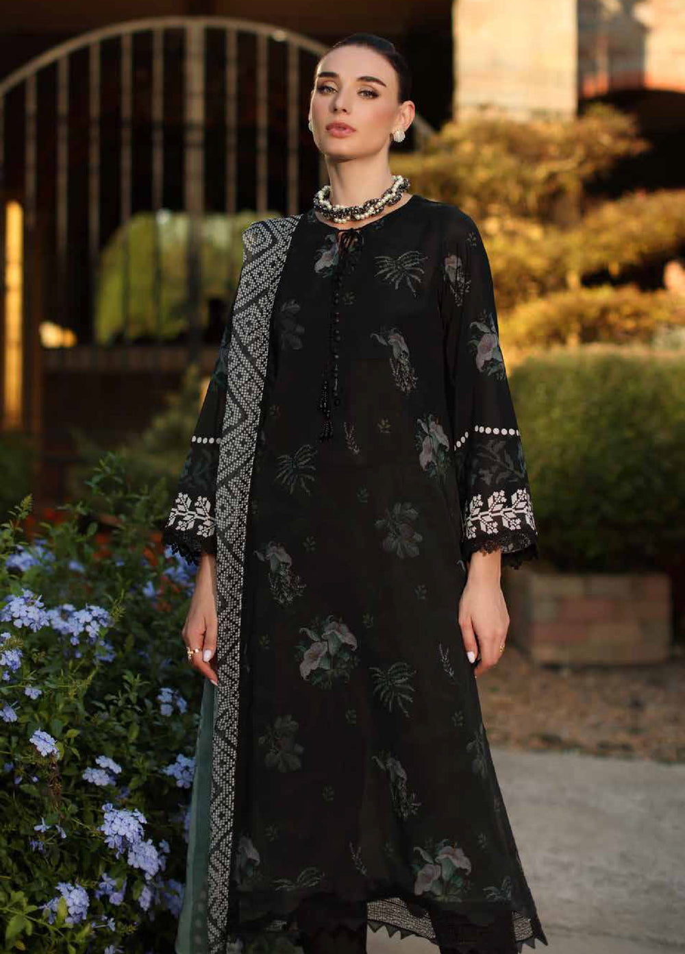 Signature Prints by Nureh Unstitched Embroidered Swiss Lawn 3 Piece Suit NU26SSL SP-198 - Festive Collection
