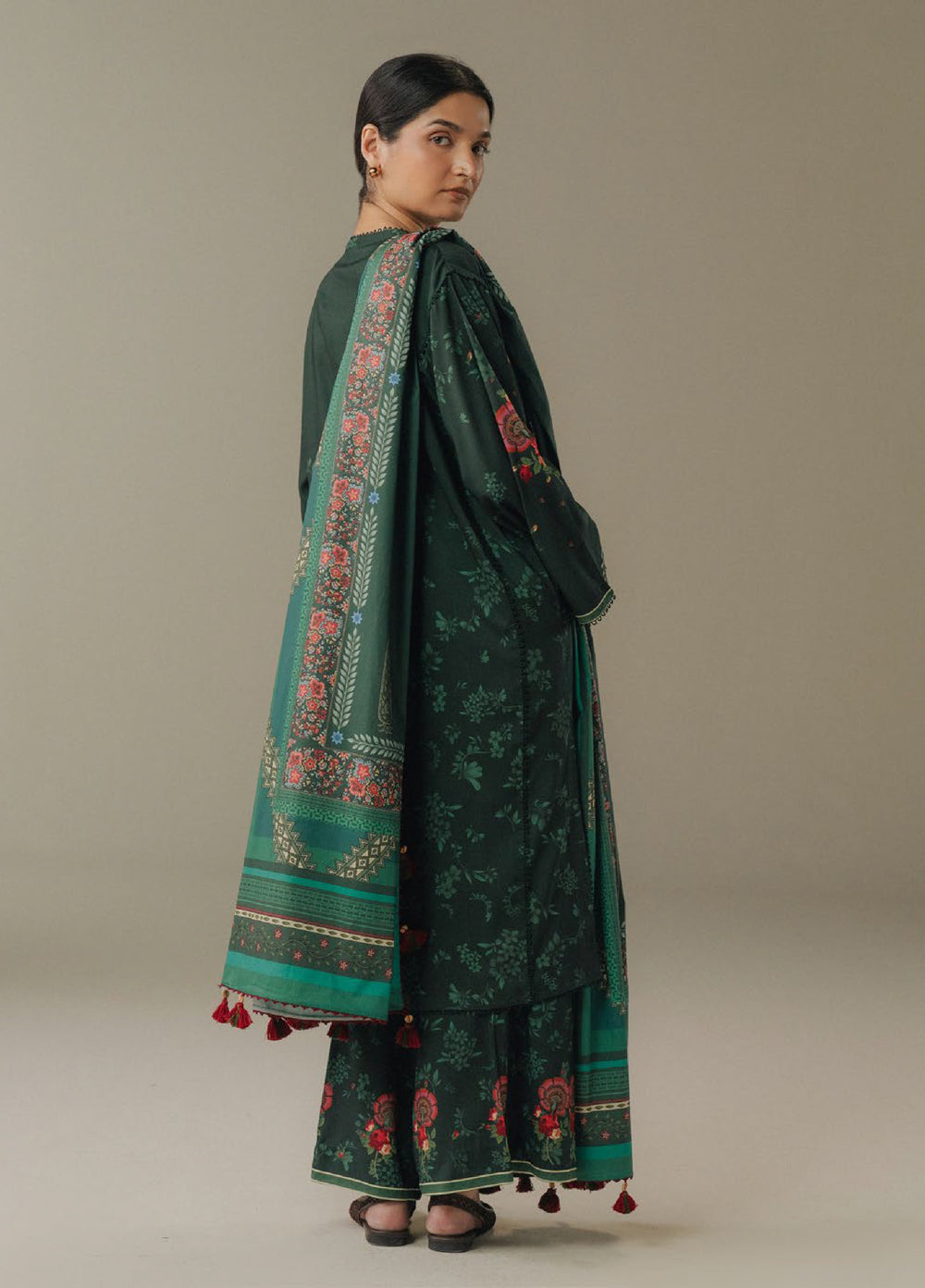 Coco by Zara Shahjahan Prints Unstitched Linen Suits 3 Piece CZS25PW Wild Fern D-2A - Winter Collection