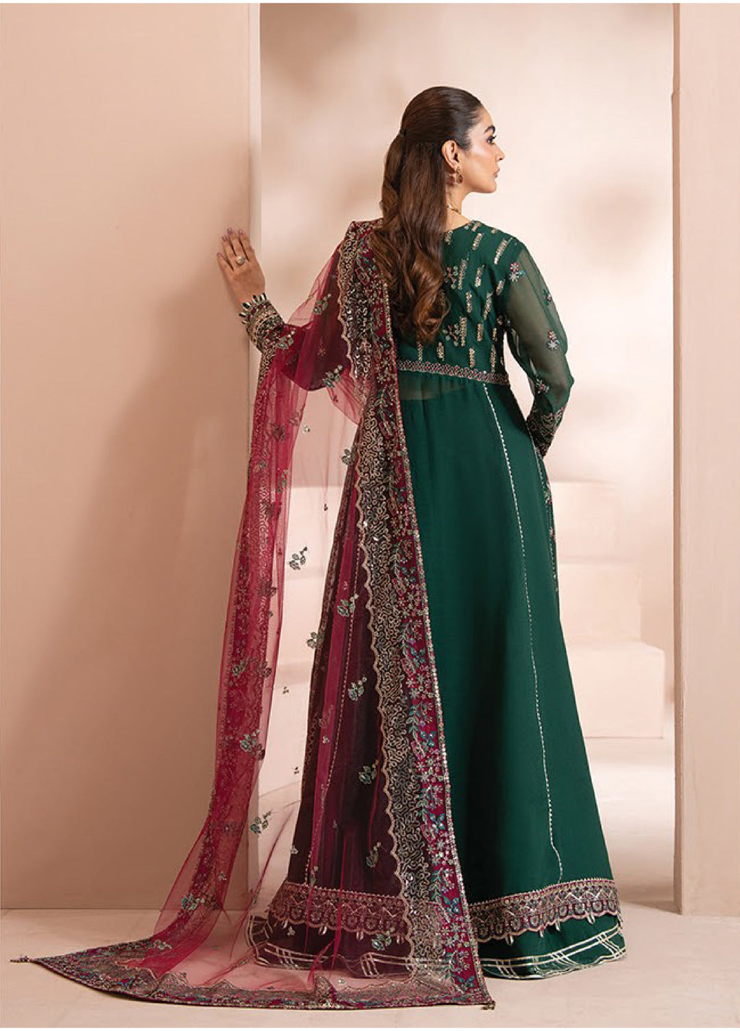 Zaeva by Xenia Formals Unstitched Embroidered Chiffon 3 Piece Suit XE26UZF 04-LAZEH - Festive Collection