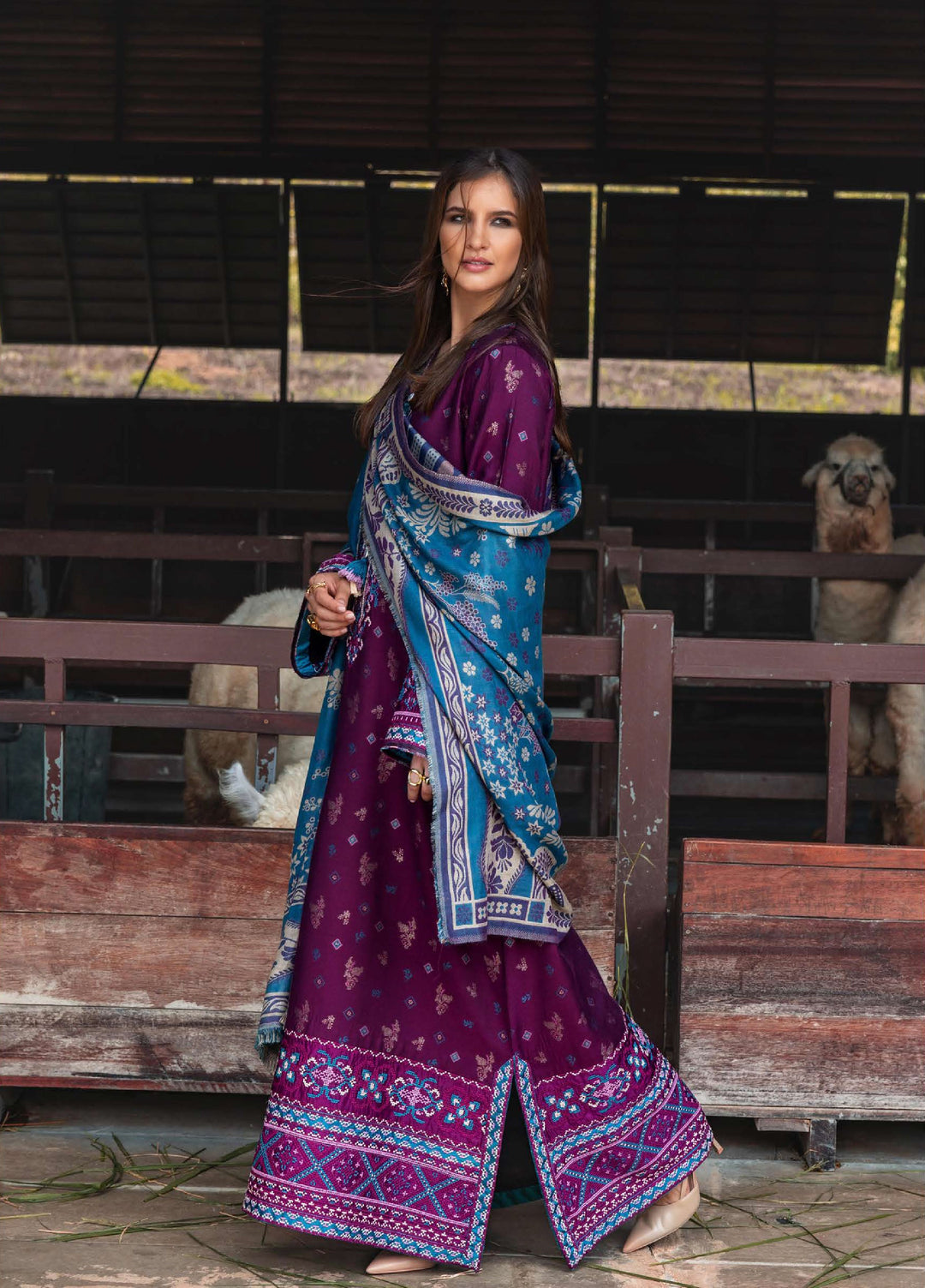 Mushq Broadway Under the Tuscan Sun Embroidered Viscose Suits Unstitched 3 Piece MQ25BT D-04 Florence Whisper - Winter Collection