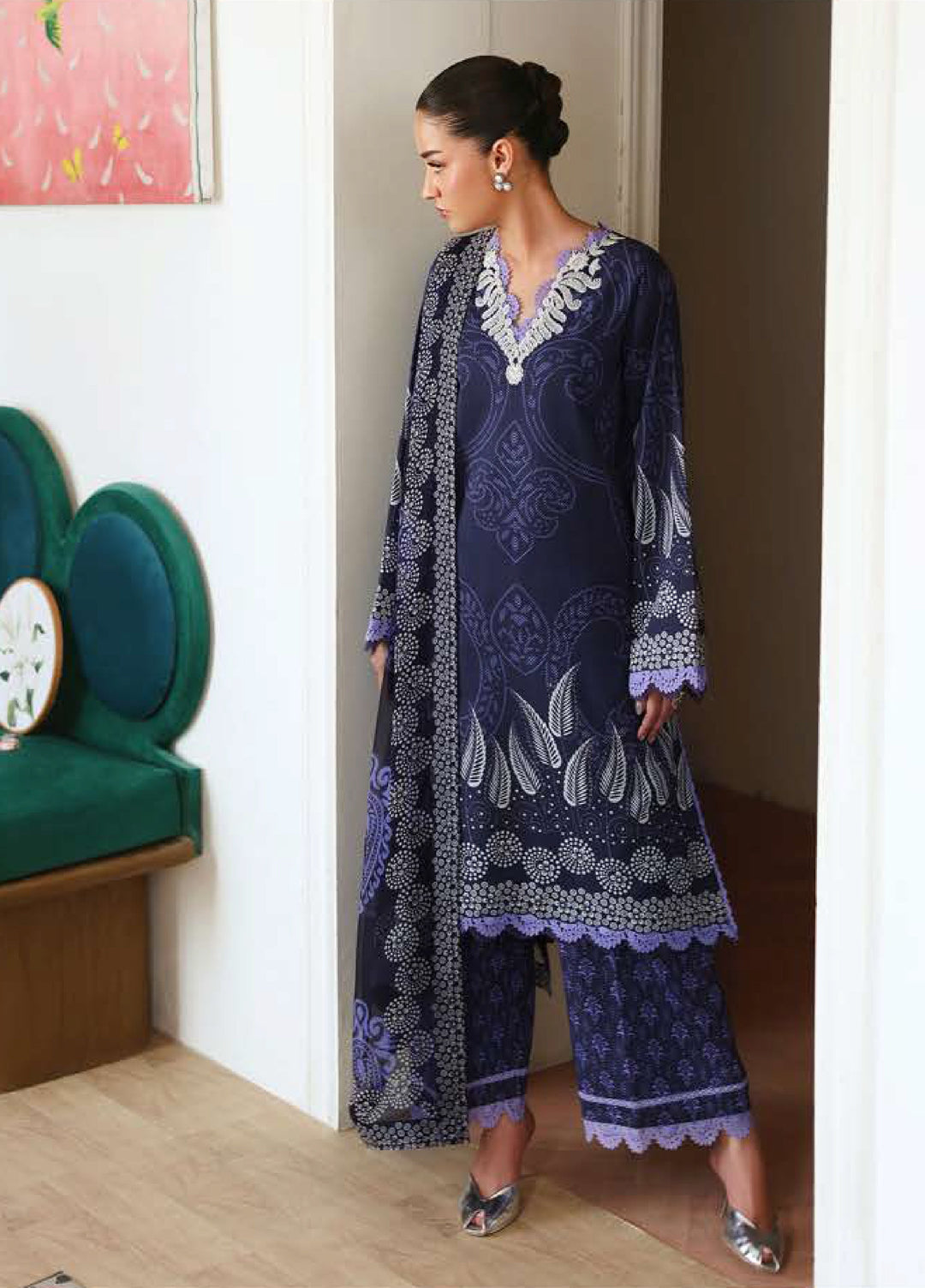 Eclat Garden by Roheenaz Unstitched Printed Lawn 3 Piece Suit RN26UEL Orchid Garden - Summer Collection