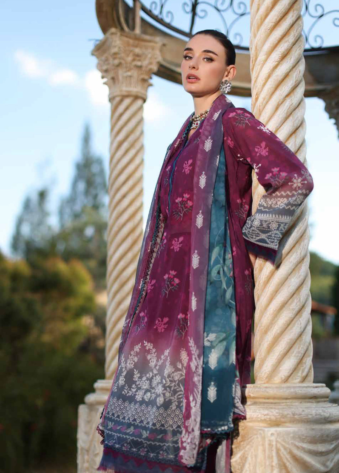 Signature Prints by Nureh Unstitched Embroidered Swiss Lawn 3 Piece Suit NU26SSL SP-197 - Festive Collection