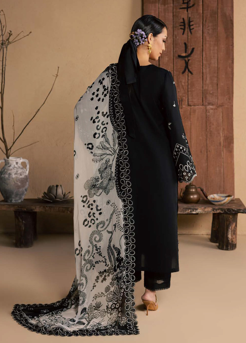 Koyal Monochrome by Nureh Unstitched Embroidered Lawn 3 Piece Suit NU26UKM NE-265 - Casual Collection