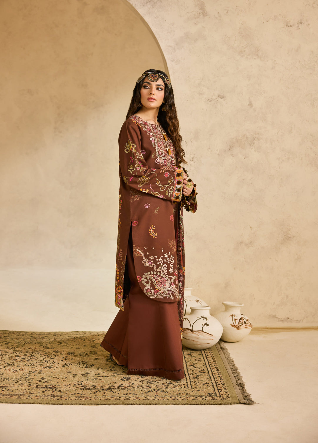 Zync by Florent One Nation Unstitched Khaddar Embroidered Suits 3 Piece FL25ON FL-2B - Winter Collection