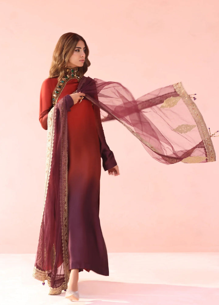 Eterna by Musferah Saad Pret Embroidered Tissue Silk 2 Piece Sunset Ombre - Festive Collection