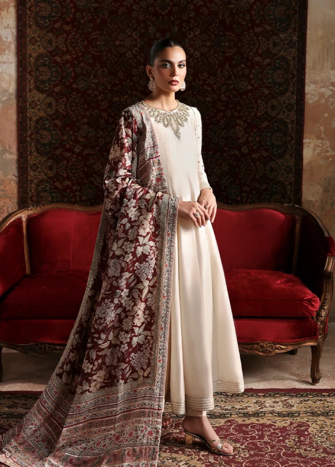 Afsana E Silk by Emaan Adeel Unstitched Embroidered Raw Silk 3 Piece Suit Laleh - Festive Collection