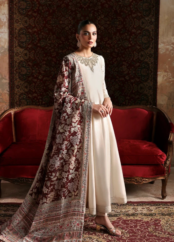 Afsana E Silk by Emaan Adeel Unstitched Embroidered Raw Silk 3 Piece Suit Laleh - Festive Collection