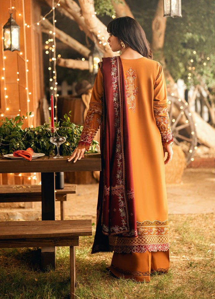 Florent Serenity Embroidered Woolen Shawls Unstitched Marina Twill Suits 3 Piece FL25WS FL-1B - Winter Collection