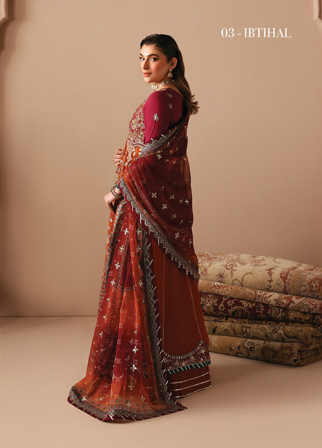 Neorah by Xenia Formals Unstitched Raw Silk Embroidered 3 Piece Suit XE26UN D-3 IBTIHAL - Festive Collection