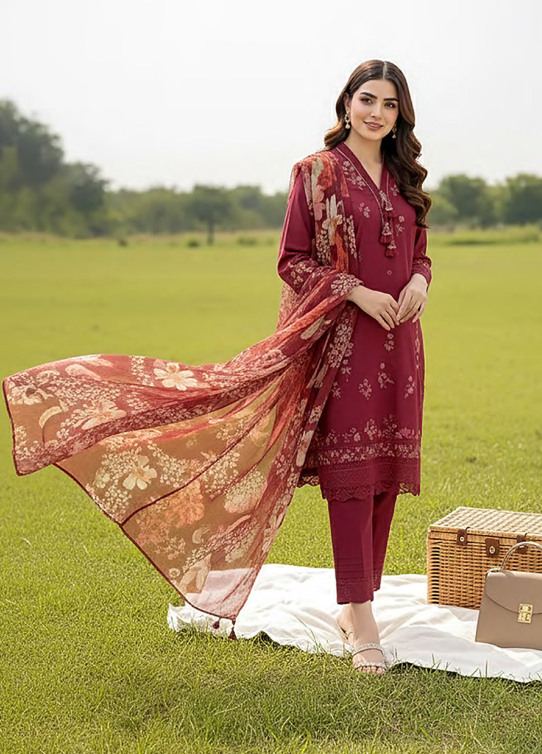 Essentials by Lakhany Unstitched Embroidered Lawn 3 Piece Suit LSM26UE LG-RL-0258 - Summer Collection