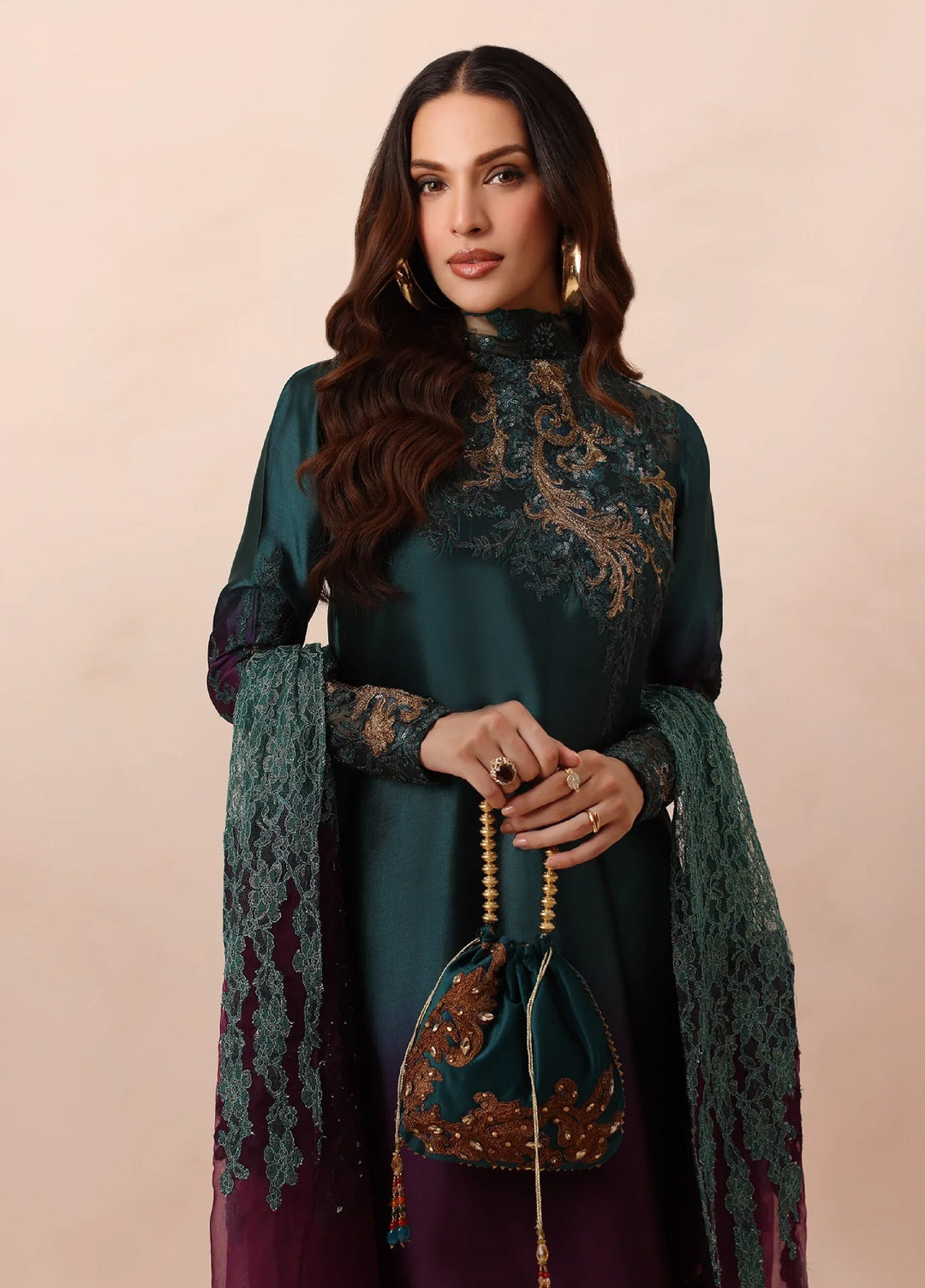 Eterna by Musferah Saad Pret Embroidered Tissue Silk 2 Piece Emerald Dusk - Festive Collection