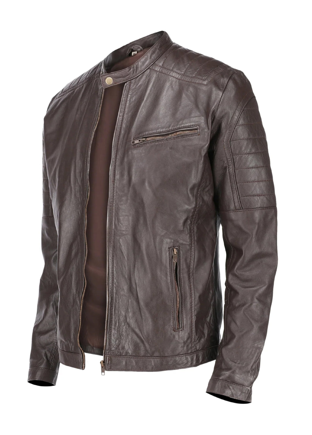Cafe Racer Brown Mens Pure Sheep Leather Jacket