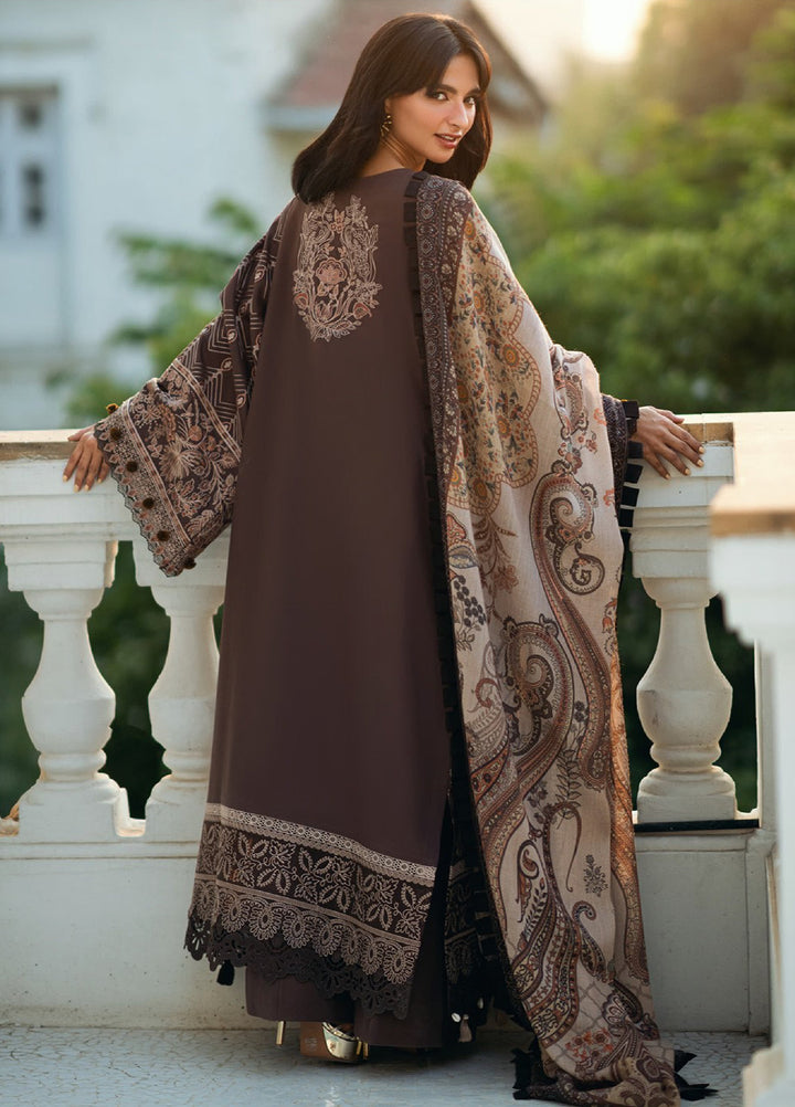Florent Serenity Embroidered Woolen Shawls Unstitched Marina Twill Suits 3 Piece FL25WS FL-3B - Winter Collection