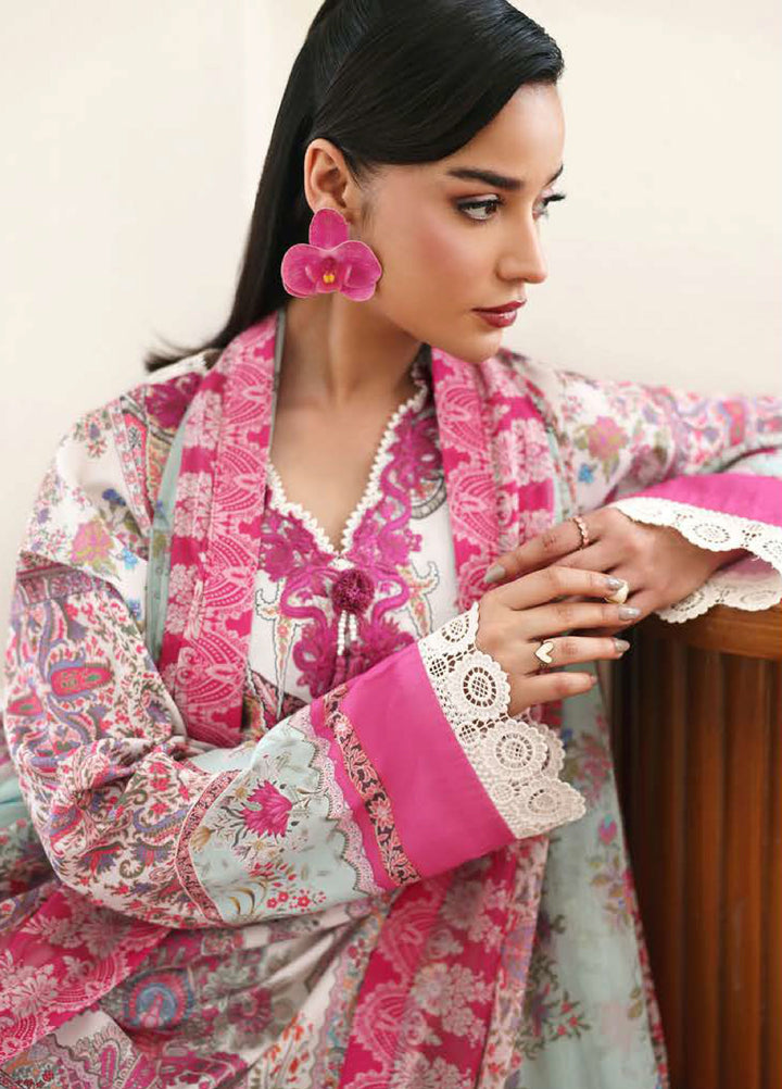 Eclat Garden by Roheenaz Unstitched Printed Lawn 3 Piece Suit RN26UEL Coral Hibiscus - Summer Collection