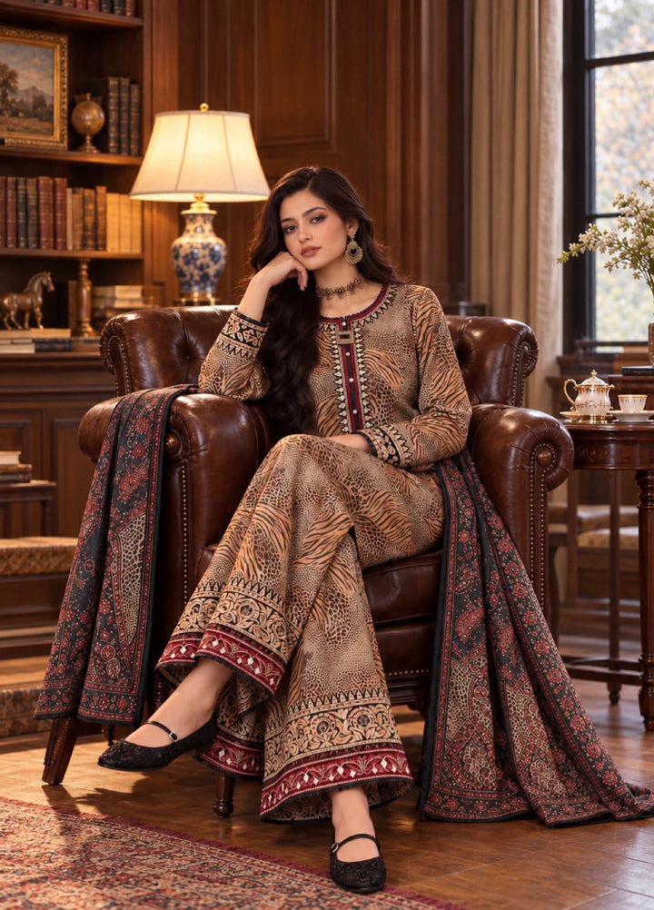 Noor by Saadia Asad Unstitched Printed Linen 3 Piece Suit SA26UNL D1 B - Winter Collection